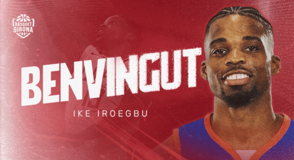 Cartel de presentación de Ike Iroegbu como nuevo jugador del Girona